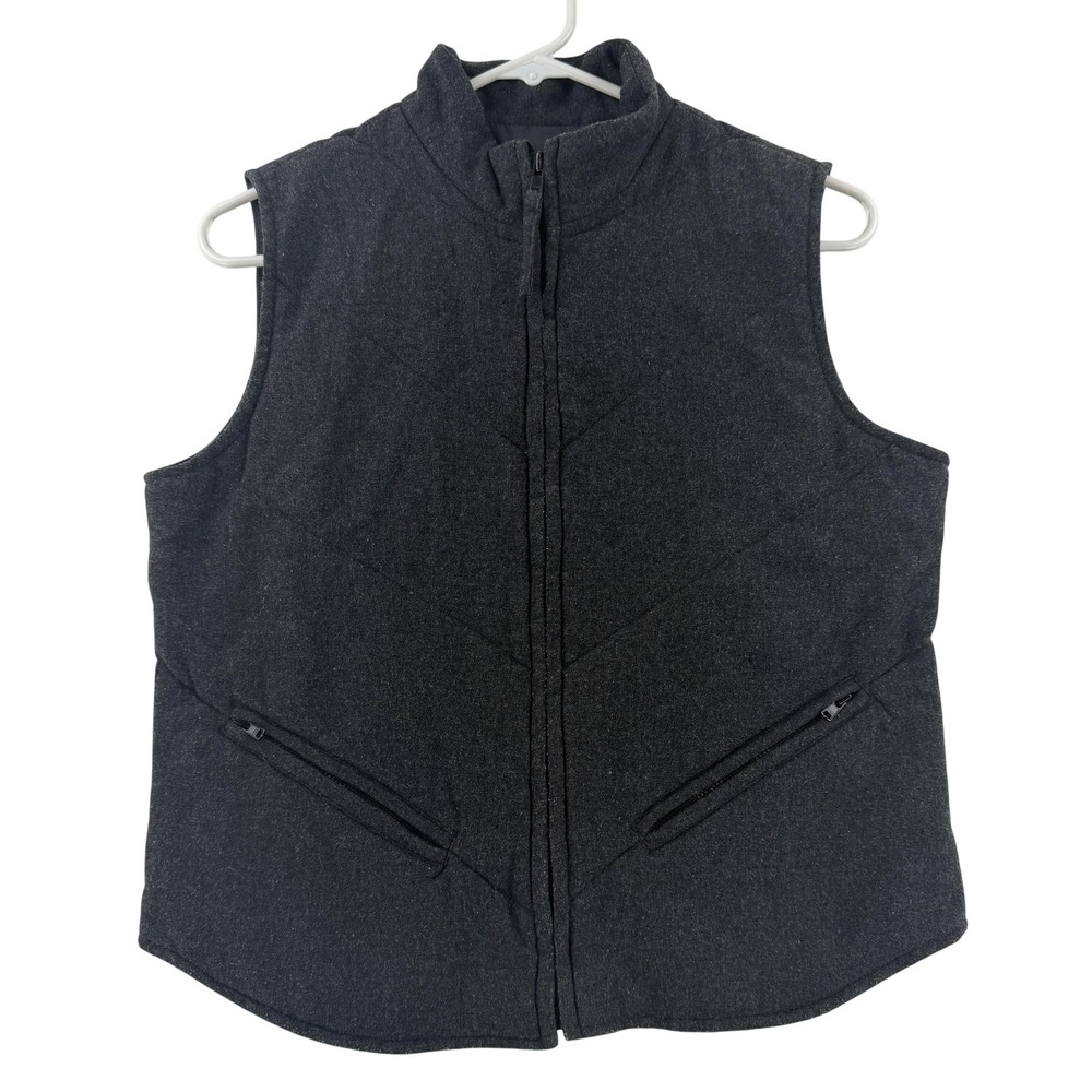 Gap Vest Womens Small Gray Wool Blend‎ Quilted Full Zip Pockets Outdoor Warm